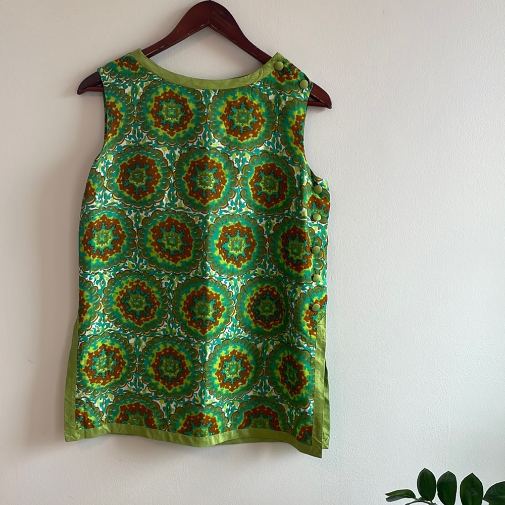 Vintage Thai Silk Sleeveless Tunic Style Top